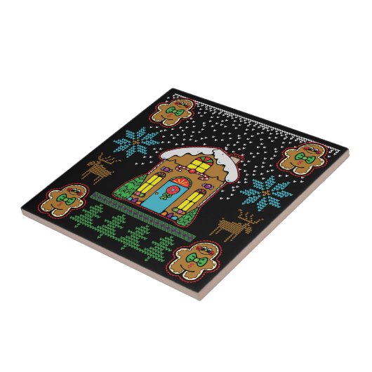 Ugly Sweater Gingerbrood House Mannen Tegeltje (Zijkant)