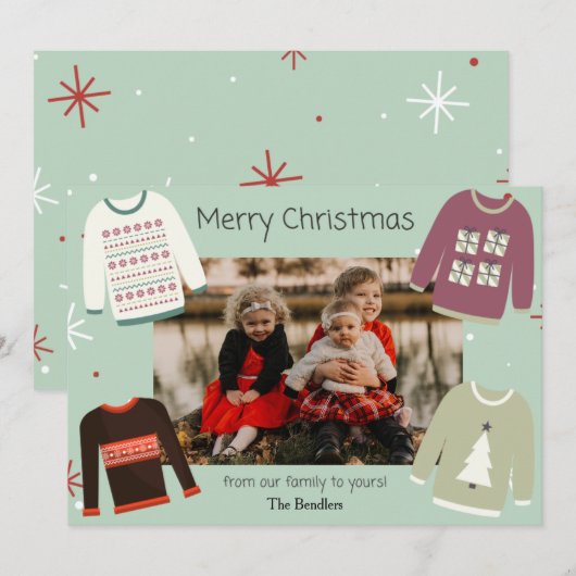 Ugly Sweater Graphic Photo met kerstkaart (Voorkant / Achterkant)