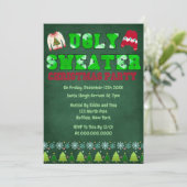 Ugly Sweater Green Chalkboard kerstparty Kaart (Staand voorkant)