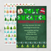 Ugly Sweater Green Chalkboard kerstparty Kaart (Voorkant / Achterkant)