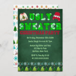 Ugly Sweater Green Chalkboard kerstparty Kaart<br><div class="desc">Je zal van deze groene kartontexturen houden met een zweettypografie met lelijke zweet in rood en groen. Geweldig voor je lelijke zweet kerstfeest!</div>