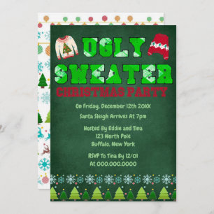 Ugly Sweater Green Chalkboard kerstparty Kaart