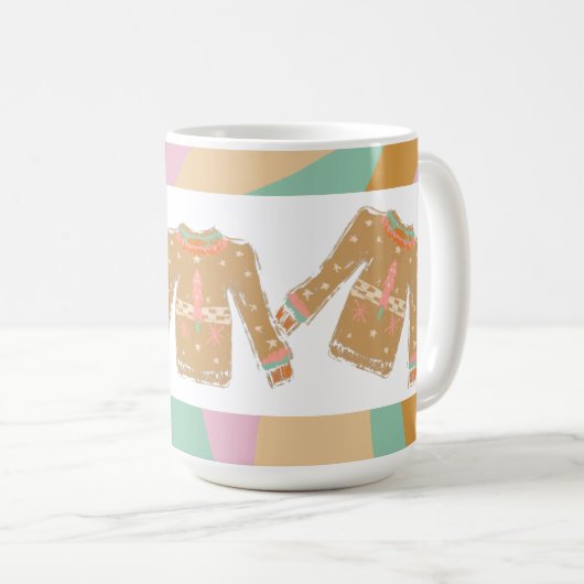 Ugly Sweater Groovy Kerstroze Earthy Koffiemok (Voorkant rechts)