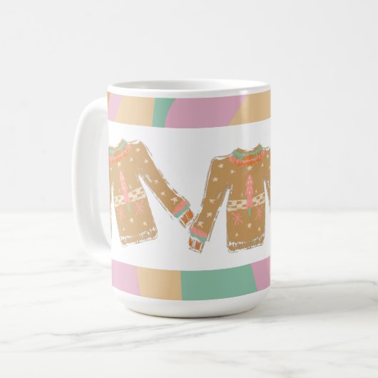 Ugly Sweater Groovy Kerstroze Earthy Koffiemok (Voorkant links)