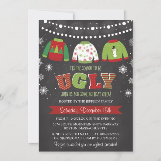 Ugly Sweater Holiday Christmas Party Uitnodiging (Voorkant)