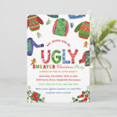 Ugly Sweater Holiday Christmas Party Uitnodiging (Staand voorkant)