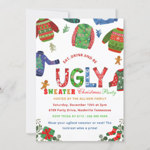 Ugly Sweater Holiday Christmas Party Uitnodiging