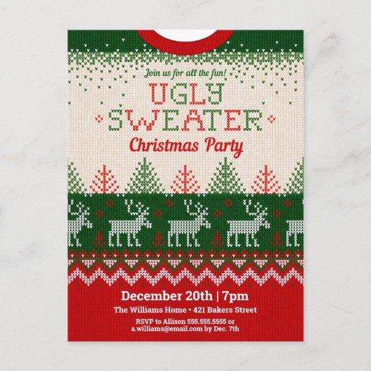 Ugly Sweater Holiday Party Invitation Feestdagenkaart (Voorkant)