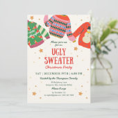 Ugly Sweater Holiday Party Invitation Kaart (Staand voorkant)