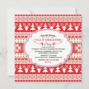 Ugly Sweater Holiday Party Invitation Kaart