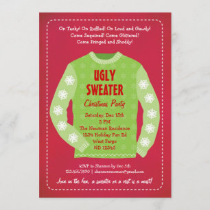 Ugly Sweater Holiday Party Invitation Kaart