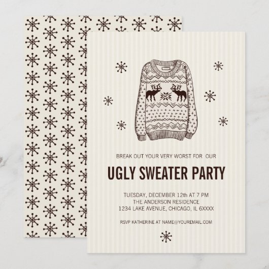 Ugly Sweater Holiday Party Invitation Kaart (Voorkant / Achterkant)