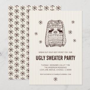 Ugly Sweater Holiday Party Invitation Kaart
