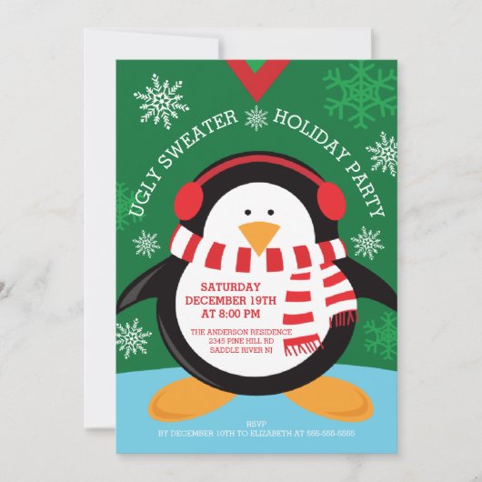 Ugly Sweater Holiday Party Invitation Kaart (Voorkant)