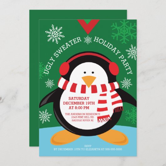 Ugly Sweater Holiday Party Invitation Kaart (Voorkant / Achterkant)