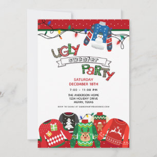 Ugly Sweater Holiday Party Invitation Kaart