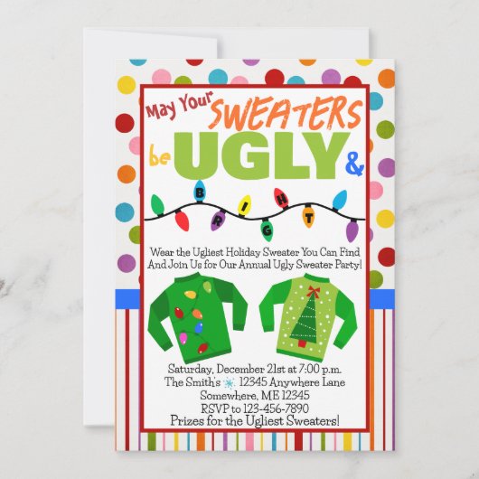 Ugly Sweater Holiday Party Invitation Kaart (Voorkant)