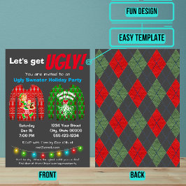 Ugly Sweater Holiday Party Invitation Kaart