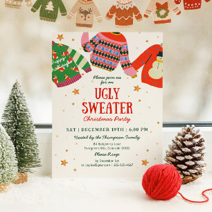 Ugly Sweater Holiday Party Invitation Kaart