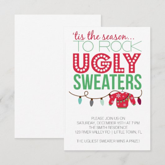 Ugly Sweater Holiday Party Kaart (Voorkant / Achterkant)
