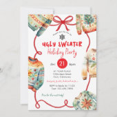 Ugly Sweater Holiday Party Watercolor Kaart (Voorkant)