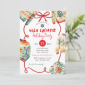 Ugly Sweater Holiday Party Watercolor Kaart (Staand voorkant)