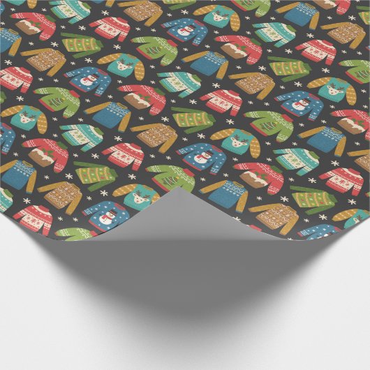 Ugly Sweater Holiday Pattern Cadeaupapier (Hoek)