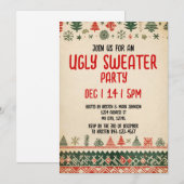 Ugly sweater Invitation | Christmas Holiday Invite Kaart (Voorkant / Achterkant)