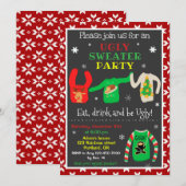 Ugly sweater kerstfeest nodigt Sweater uit Kaart (Voorkant / Achterkant)