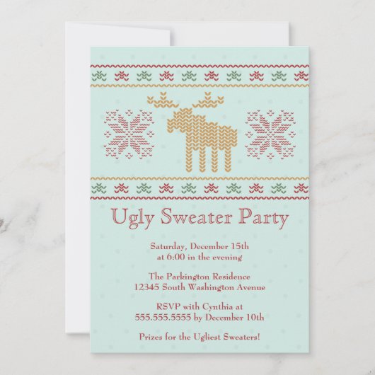 Ugly sweater kerstfeest party uitnodiging (Voorkant)