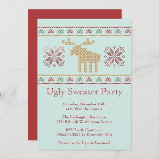 Ugly sweater kerstfeest party uitnodiging (Voorkant / Achterkant)