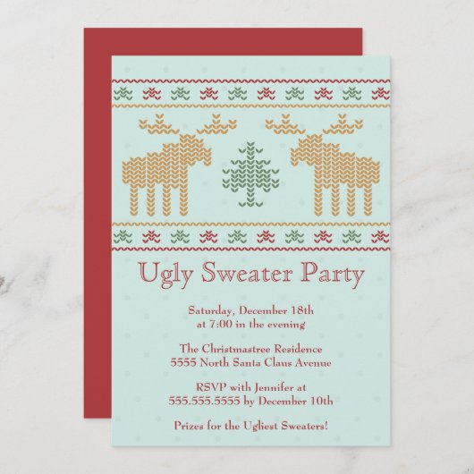 Ugly sweater kerstfeest party uitnodiging (Voorkant / Achterkant)