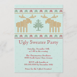 Ugly sweater kerstfeest party uitnodiging