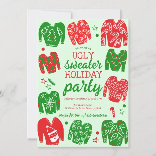 UGLY SWEATER Kerstfeest Schattige Custom Kaart (Voorkant)