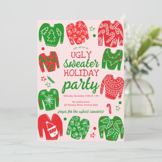 UGLY SWEATER Kerstfeest Schattige Custom Kaart (Staand voorkant)