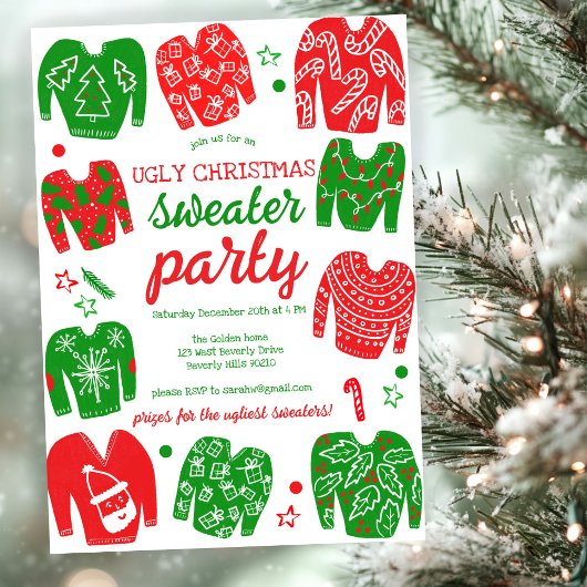 UGLY SWEATER Kerstfeest Schattige Custom Kaart