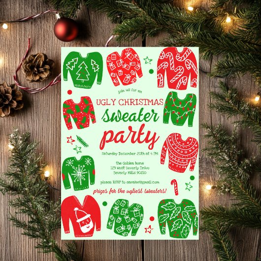 UGLY SWEATER Kerstfeest Schattige Custom Kaart
