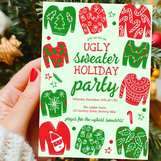 UGLY SWEATER Kerstfeest Schattige Custom Kaart