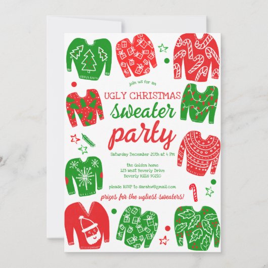 UGLY SWEATER Kerstfeest Schattige Custom Kaart (Voorkant)