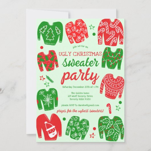 UGLY SWEATER Kerstfeest Schattige Custom Kaart (Voorkant)