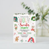 Ugly Sweater Kerstfeest Uitnodiging, Kerstmis Briefkaart (Staand voorkant)