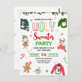 Ugly Sweater Kerstfeest Uitnodiging, Kerstmis Briefkaart (Voorkant / Achterkant)