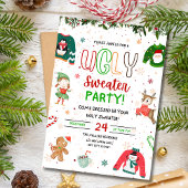 Ugly Sweater Kerstfeest Uitnodiging, Kerstmis Kaart