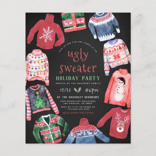 Ugly Sweater | kerstfeestdag in Chalkboard (Voorkant)