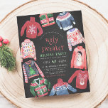 Ugly Sweater | kerstfeestdag in Chalkboard<br><div class="desc">[Alle tekst kan worden bewerkt op deze kerstfeestdagen!] Oogstrelende feestdagen! Een fraai partijontwerp, perfect voor feestelijke familieplezier! Ideaal voor kerstfeest, feestdag, huisopwarmingsfeest, witte olifant, geheime kerstman, pajama feest, verjaardagsfeest en nog veel meer! Het thema bevat met de hand geverfde gebreide sweaters, een achtergrond van het bord en een vrolijke typografie...</div>