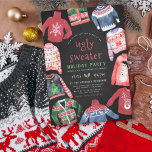 Ugly Sweater | kerstfeestdag in Chalkboard<br><div class="desc">[Alle tekst kan worden bewerkt op deze kerstfeestdagen!] Oogstrelende feestdagen! Een fraai partijontwerp, perfect voor feestelijke familieplezier! Ideaal voor kerstfeest, feestdag, huisopwarmingsfeest, witte olifant, geheime kerstman, pajama feest, verjaardagsfeest en nog veel meer! Het thema bevat met de hand geverfde gebreide sweaters, een achtergrond van het bord en een vrolijke typografie...</div>