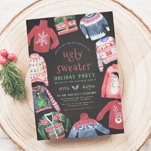 Ugly Sweater   kerstfeestdag in Chalkboard Kaart