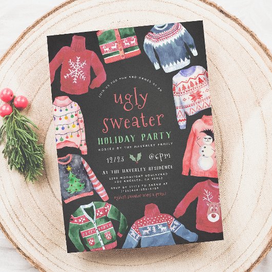 Ugly Sweater | kerstfeestdag in Chalkboard Kaart