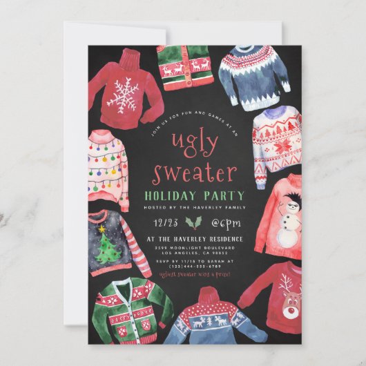 Ugly Sweater | kerstfeestdag in Chalkboard Kaart (Voorkant)
