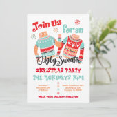 Ugly Sweater Kerstfeestelijke uitnodiging (Staand voorkant)